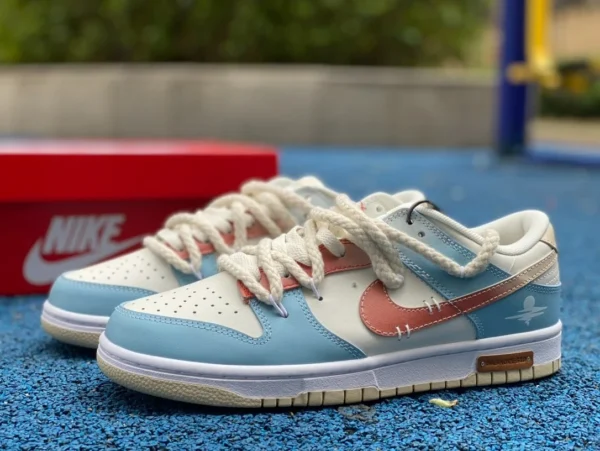 Dunk cinturino bianco blu marrone Nike Dunk Low retro Coastal Street classico versatile sneakers basse da uomo blu bianco marrone DV0831-003