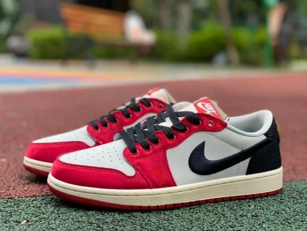 aj1 nere e rosse in seta basse Air Jordan 1 Low OG AJ1 bianche nere e rosse in seta scarpe da basket FN0432-100