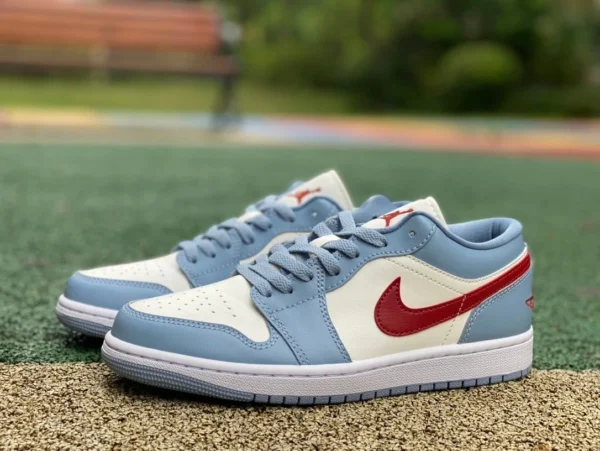 aj1 bianco blu rosso gancio basso dt puro originale Air Jordan 1 Low AJ1 scarpe da basket retrò antiscivolo blu e bianche DC0774-164