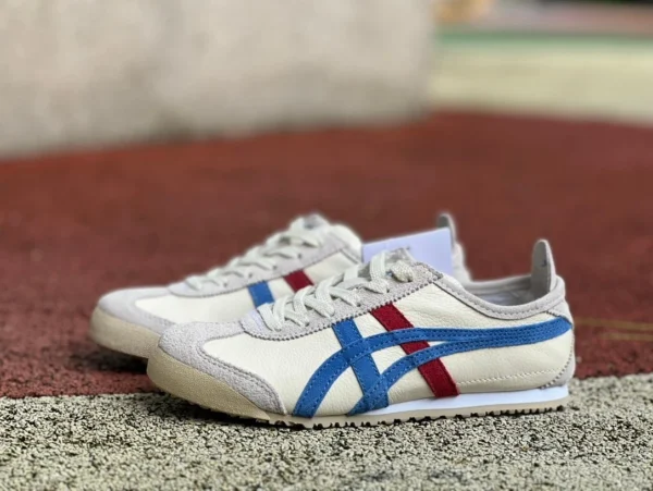 tavola bassa originale Onitsuka Tiger MEXICO 66 bianca, grigia, blu e rossa