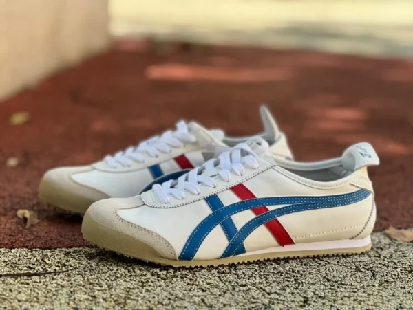 tavola bassa originale Onitsuka Tiger MEXICO 66 bianca, grigia, blu e rossa